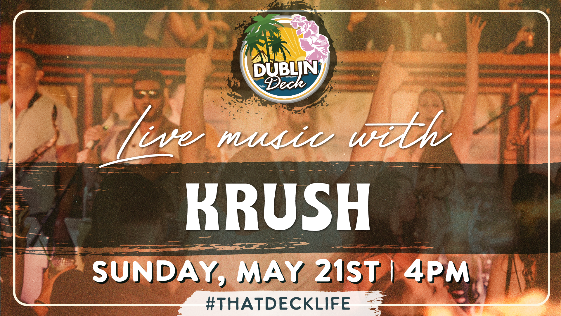 Keep your Sunday Funday going with the sounds of Krush at the Leaky Tiki! Music starts at 4PM