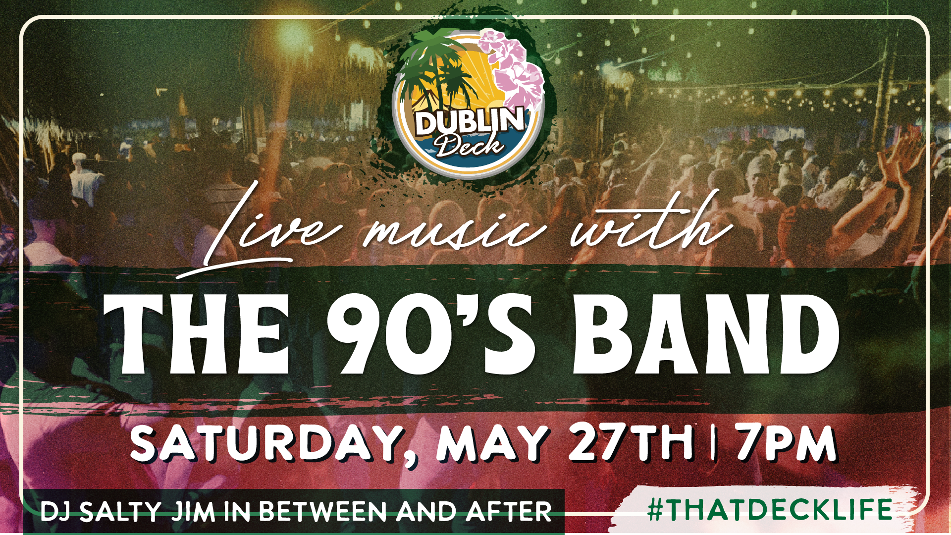 Spend your Saturday night with The 90's band! Music begins at 7PM