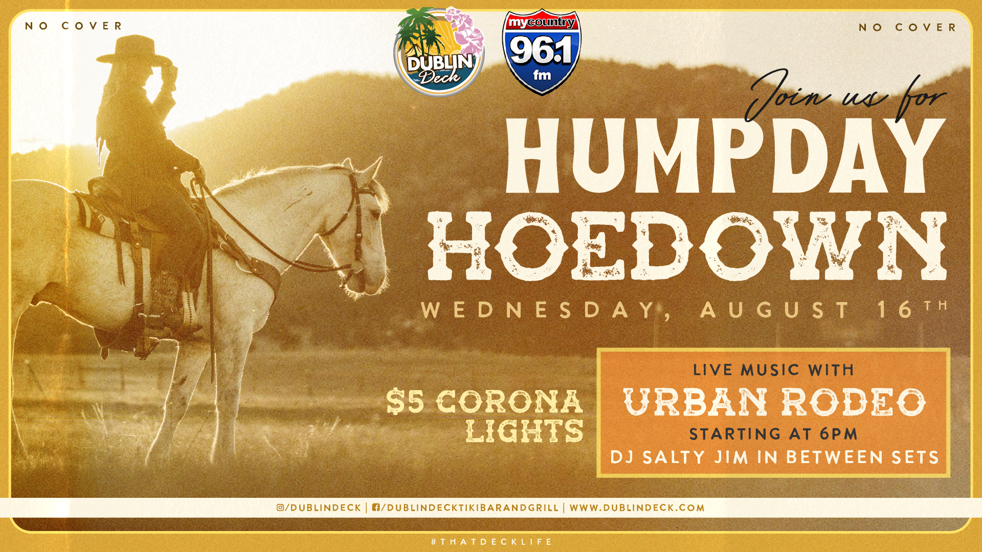 Saddle up for another Humpday Hoedown with Urban Rodeo! Music begins at 6PM