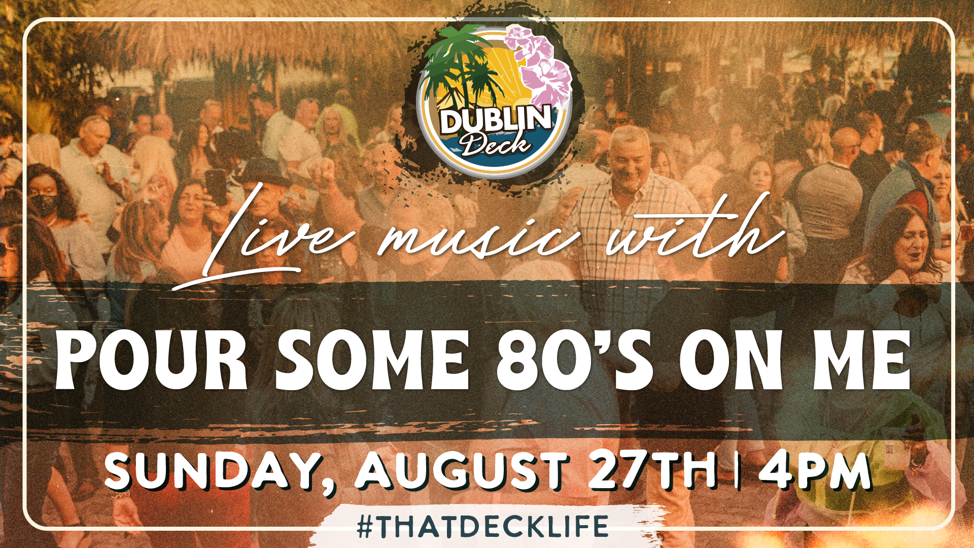 Don't let the weekend end just yet - Pour Some 80's on Me is playing with us! Music begins at 4PM