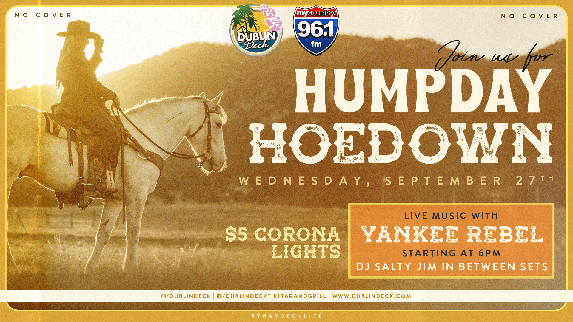 Lasso up your crew for Humpday Hoedown with Yankee Rebel! Music begins at 6PM