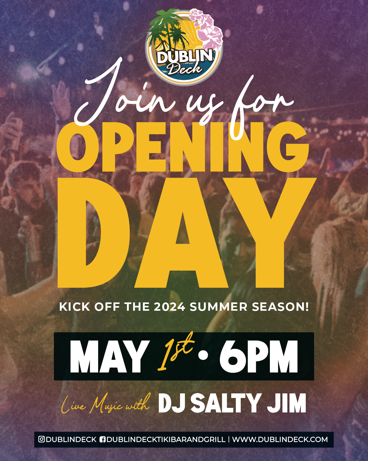 Kick off the 2024 Dublin Deck season with us and DJ Salty Jim spinnin' at 6PM!
