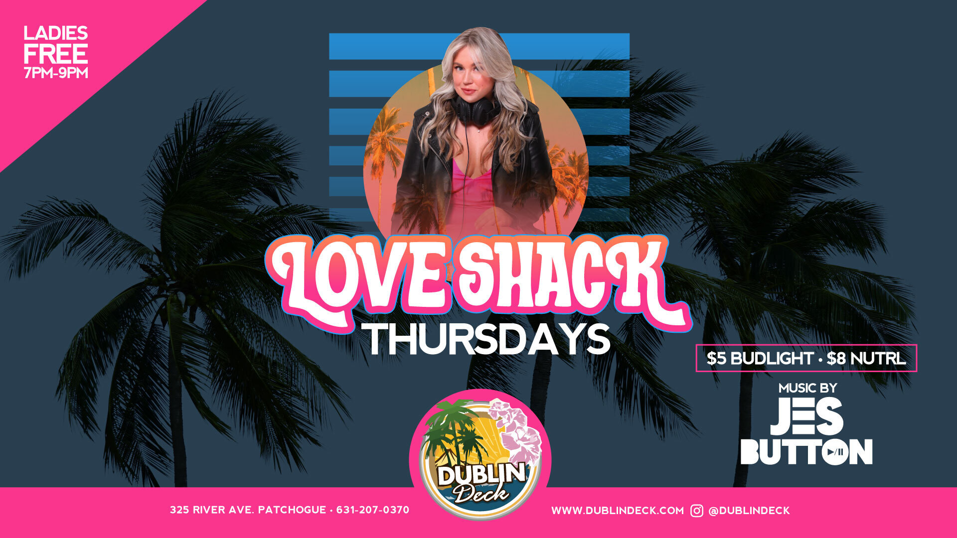 flyer for love shack ladies night every thursday at 7