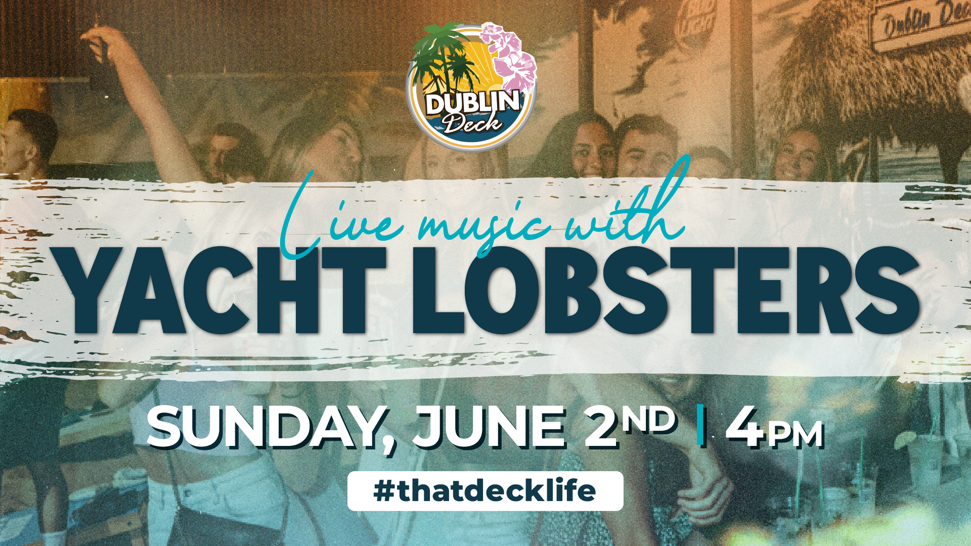 flyer for live music by the yacht lobsters on june 2 at 4pm