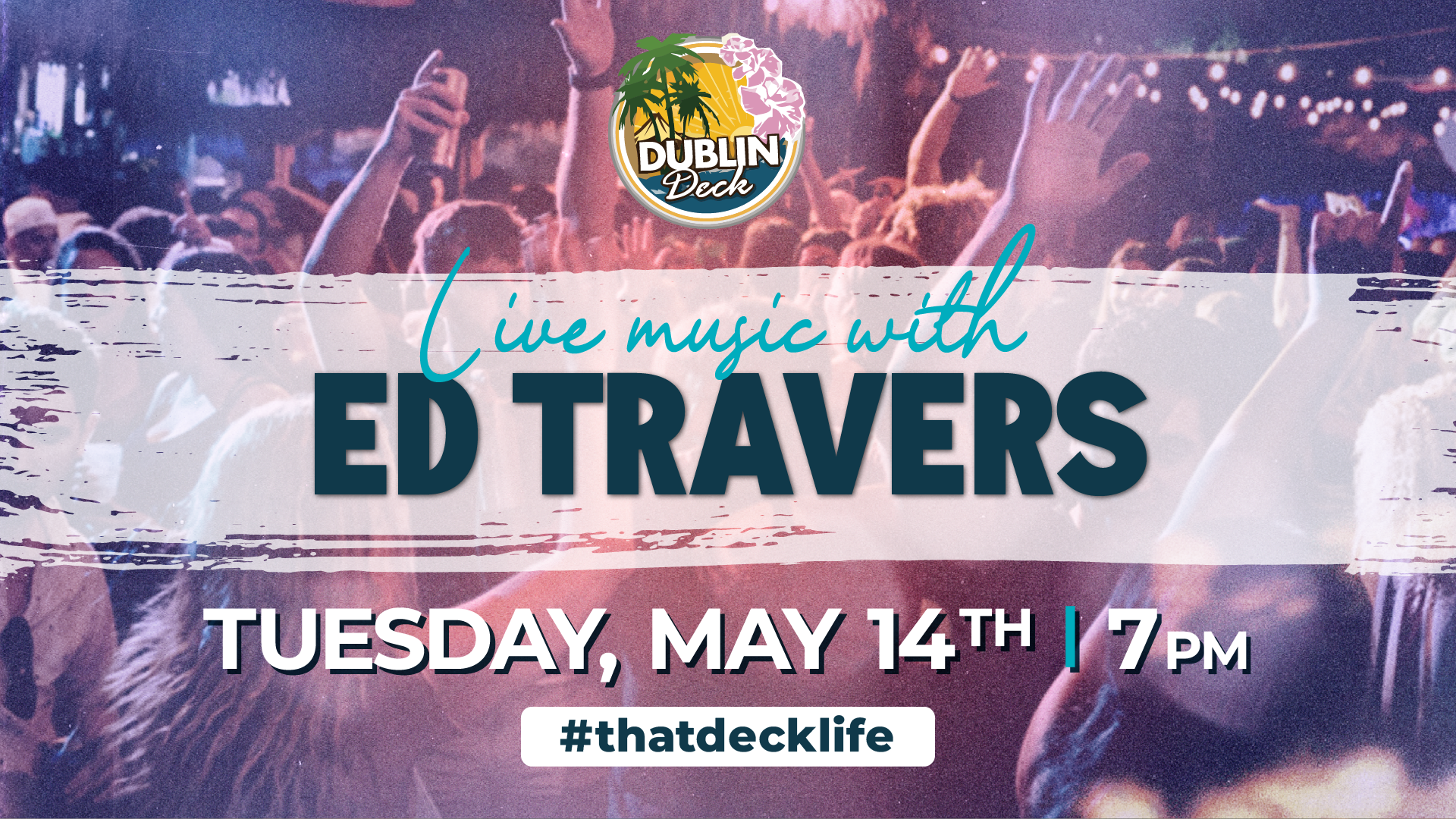 flyer for live music by ed travers on may 14 at 7pm