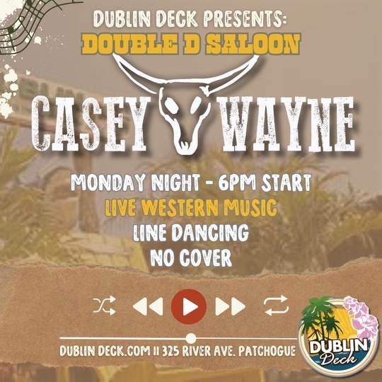 country night flyer for every monday night with live music by casey wayne
